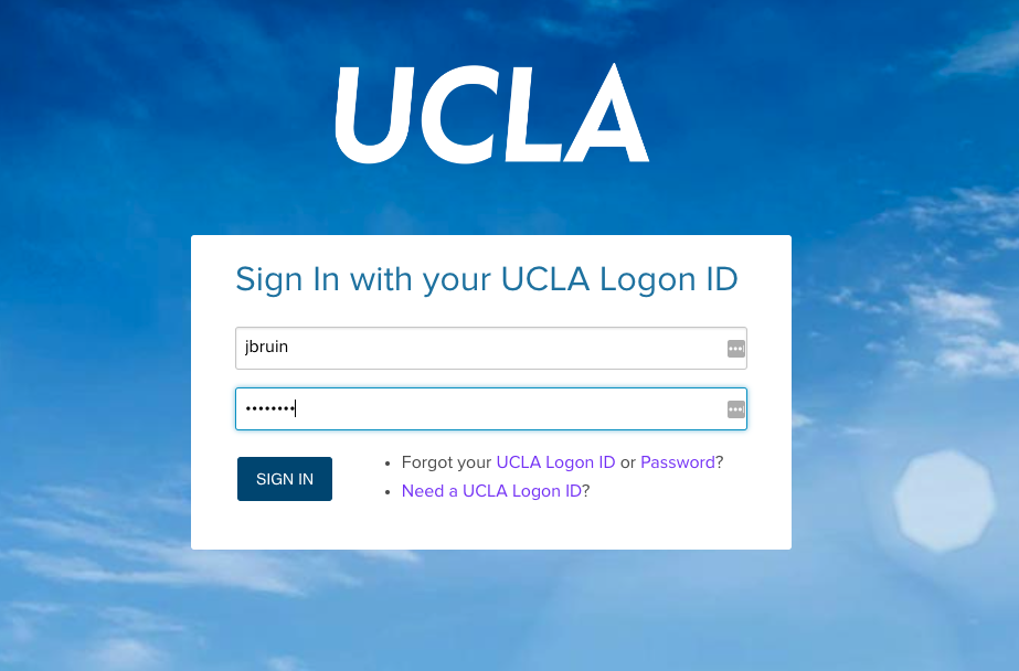 You will be redirected to UCLAs login screen, sign in with your credentials.