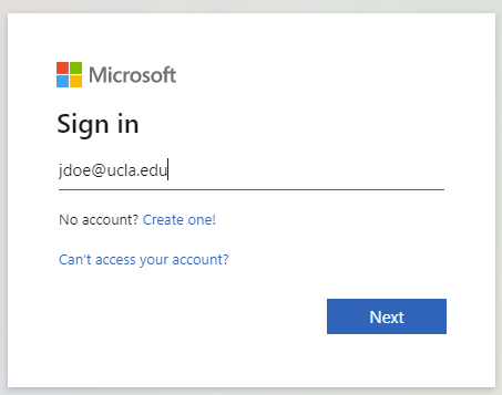 Microsoft sign in window